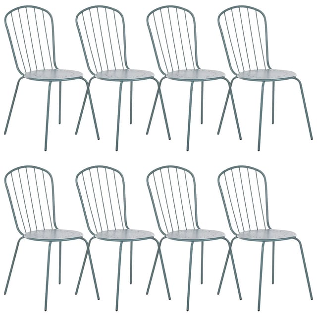 Set Mit 8 Stühlen Calvi Metall Hellblau