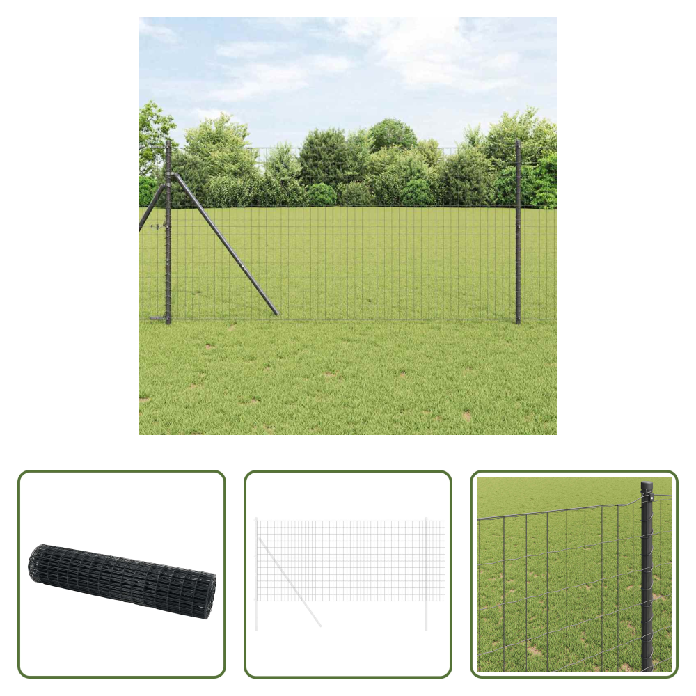 Vidaxl Terrassenzaun - Eurozaun Grau 1,2 X 10 M Pvc-beschichtetes Eisen