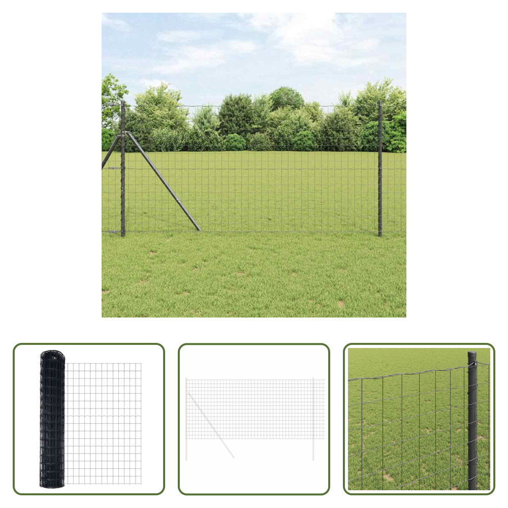 Vidaxl Terrassenzaun - Eurozaun Grau 1,4 X 10 M Pvc-beschichtetes Eisen