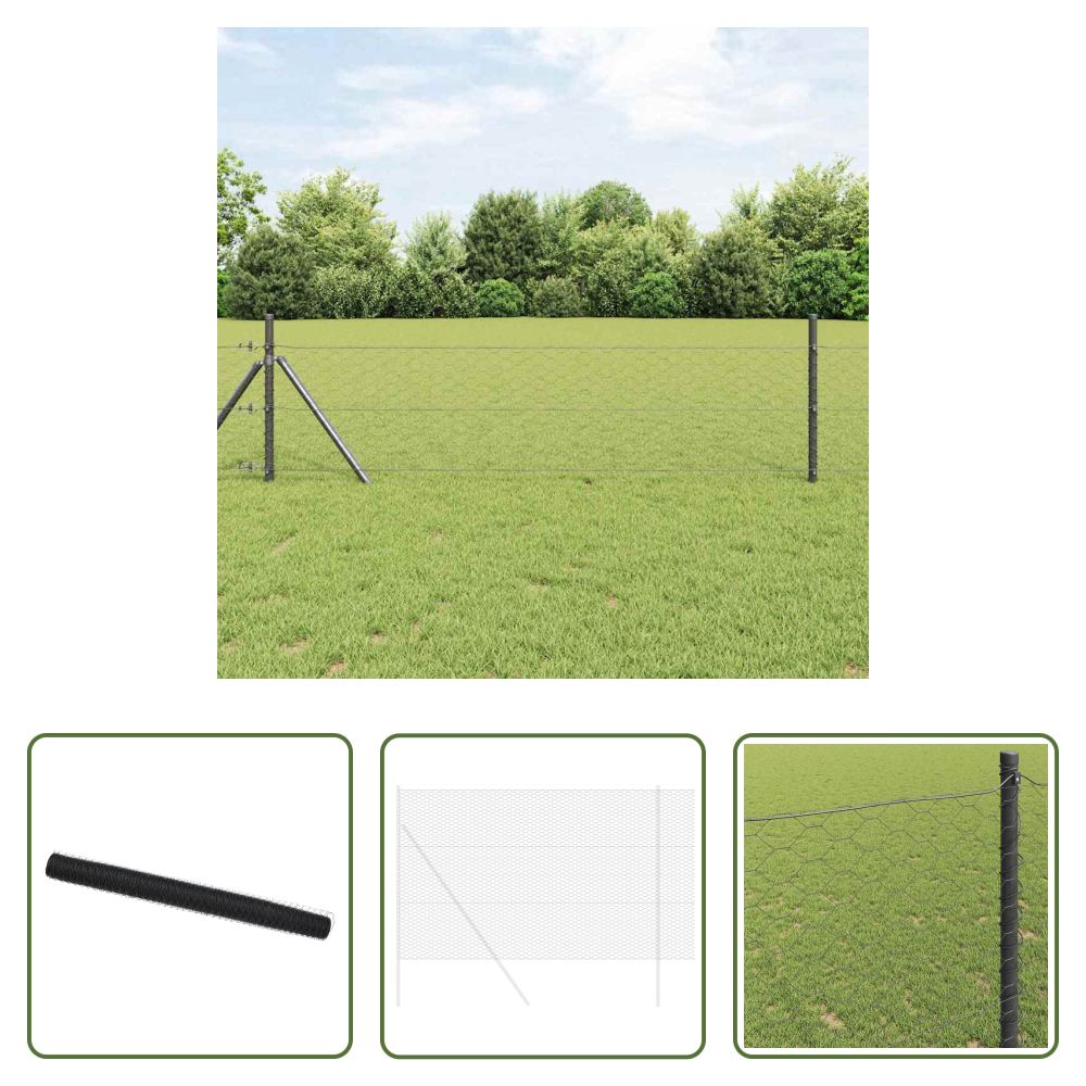 Vidaxl Terrassenzaun - Hexagonzaun Grau 1,6 X 50 M Pvc
