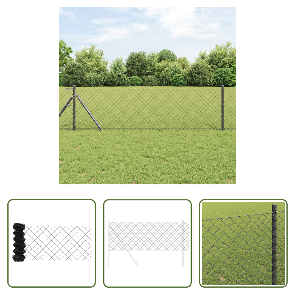 Vidaxl Außenzaun - Kettenzaun Grau 25 X 0,4 M Stahl
