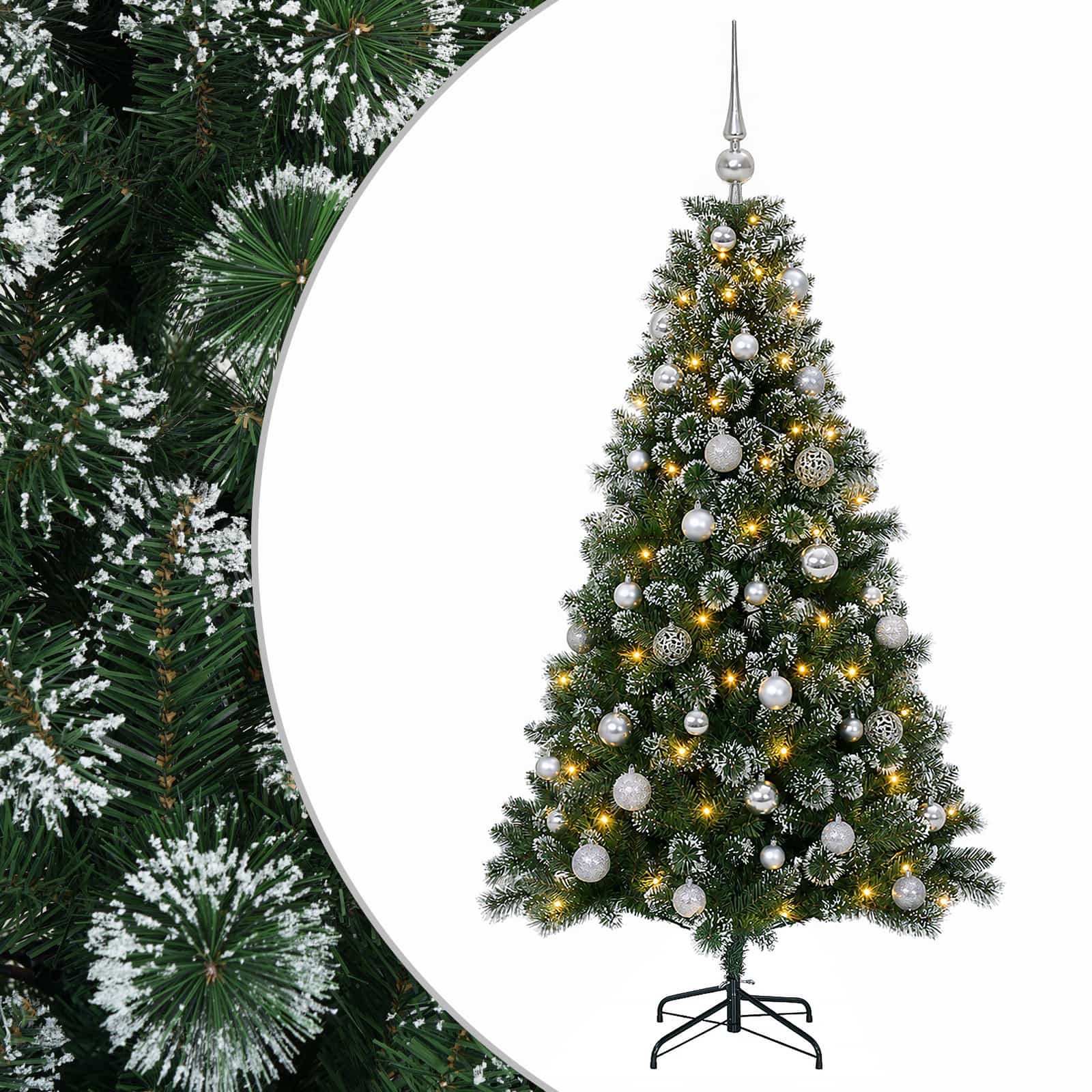Künstlicher Weihnachtsbaum Mit Kugeln 150 Cm 150 Leds Vidaxl