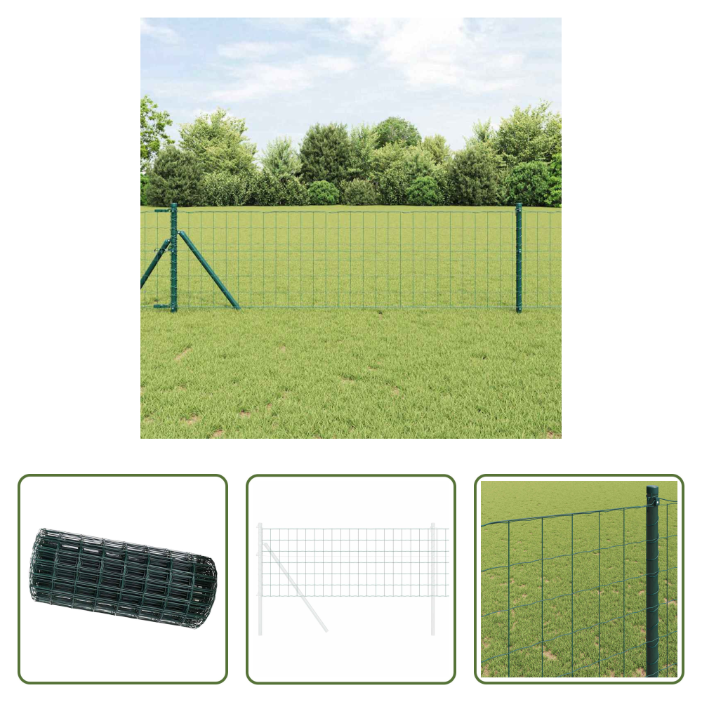 Vidaxl Terrassenzaun - Eurozaun Grün 0,6 X 50 M Pvc-beschichtetes Eisen