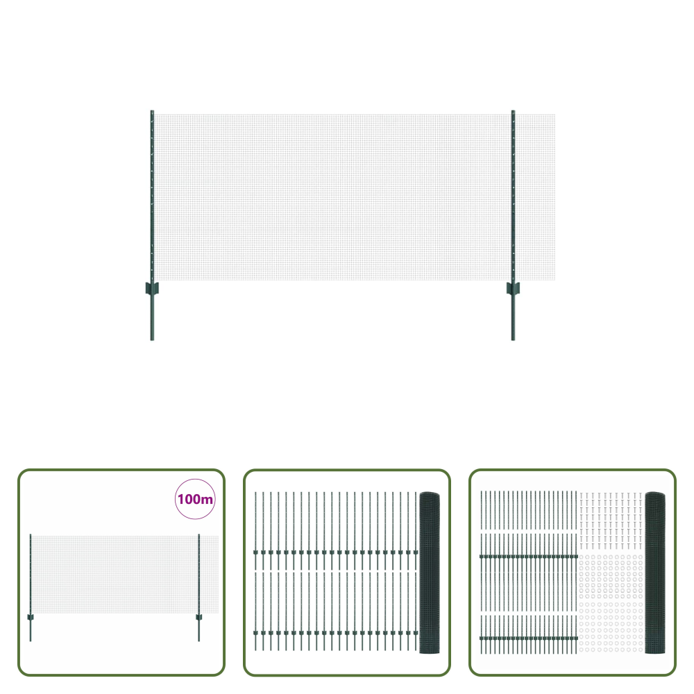 Vidaxl Terrassenzaun - Zaun Mit Pfosten Grün 1 X 100 M Stahl Und Pvc