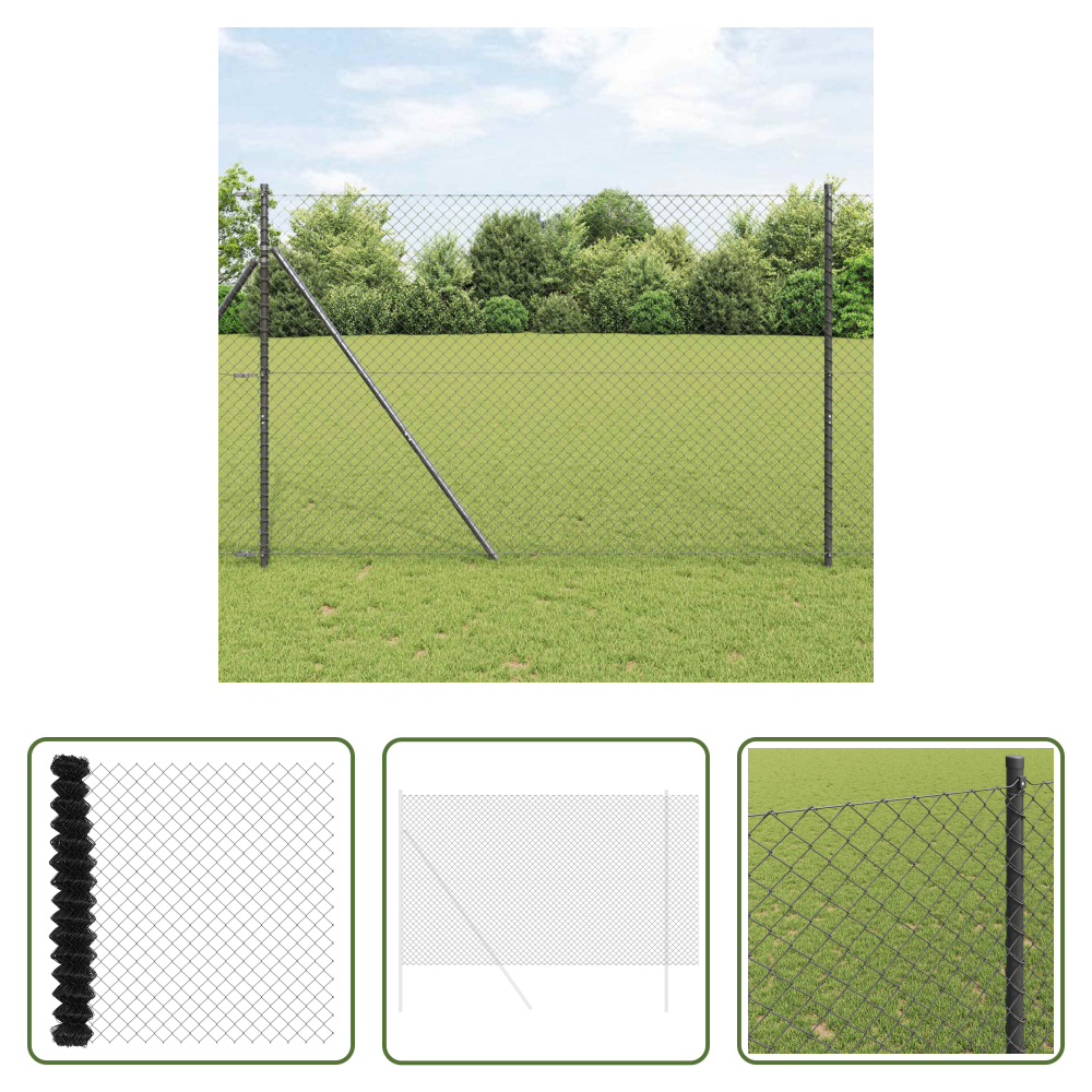 Stahlzaun - Kettenzaun Grau 10 X 1,6 M Stahl