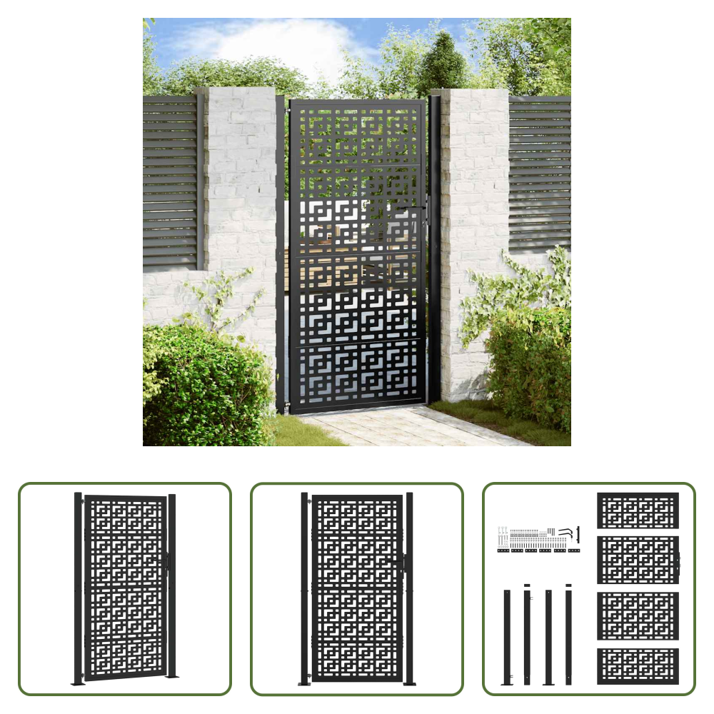 Vidaxl Schwarz Gartentor - Gartentor Schwarz 100x175 Cm Stahl Kreuz-design