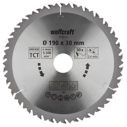 Kreissägeblatt Ct, 30 Zähne Ø190mm 6736000 Wolfcraft