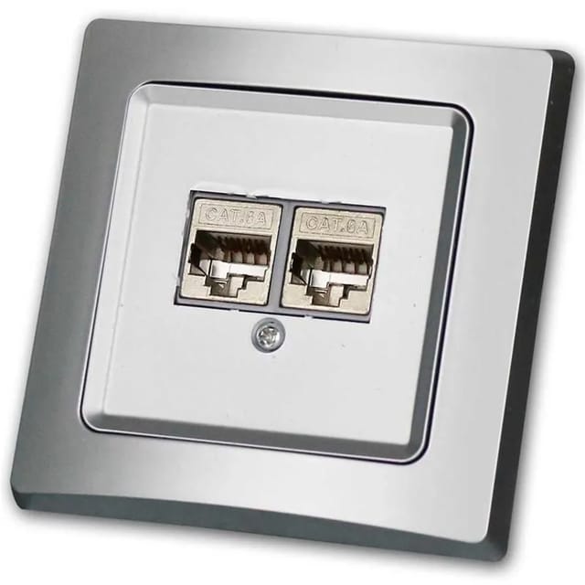 Delphi Cat6a Netzwerk-dose 2x Rj45 Unterputz Lan-dose Inkl. Rahmen