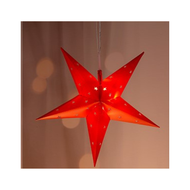 Technik@all - Led Papierstern Rot, Sternmuster, Ca. 44cm, 12 Led Batteriebetreiben