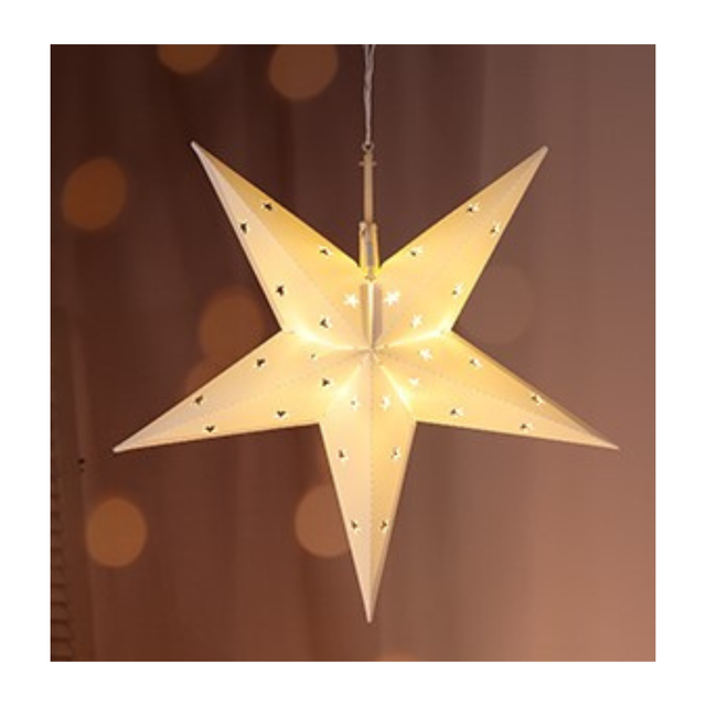 Led Papierstern, Weiß Mit Stern-ausschnitten, 44cm