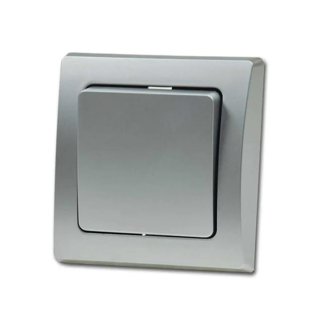 Delphi Kreuzschalter 250v/ 10a Mit 1-fach Rahmen, Silber Grau