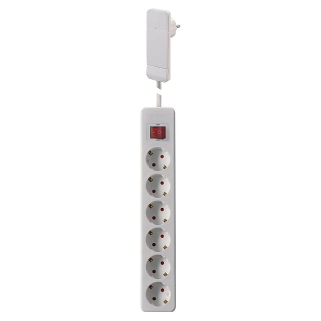 Nvb - Flachstecker Smartplug Ca. 1,5 M Zuleitung 6-fach Tischsteckdose Weiß