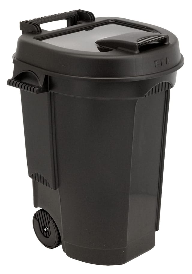 Abfallcontainer 110 L Mit Deckel - Fahrbar Mit Rollen - Stabile Und Robuste Abfalltonne In Schwarz