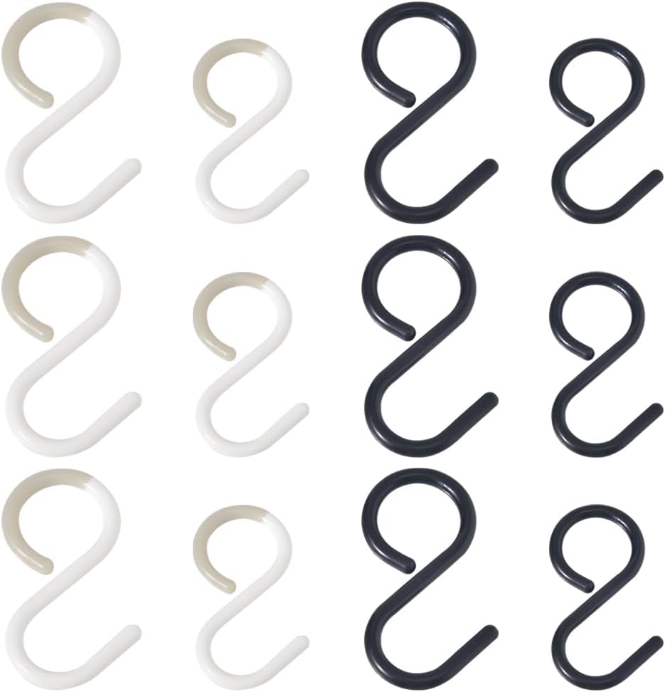 12 Stück S-haken Aus Kunststoff, Flexibler Hals, Sicher Und Geräuschlos, Multifunktional, Rostfreie Haken Zum Aufhängen Von Pflanzen, Gartengeräten, Tassen, Kleidung, Töpfen Und Schüsseln
