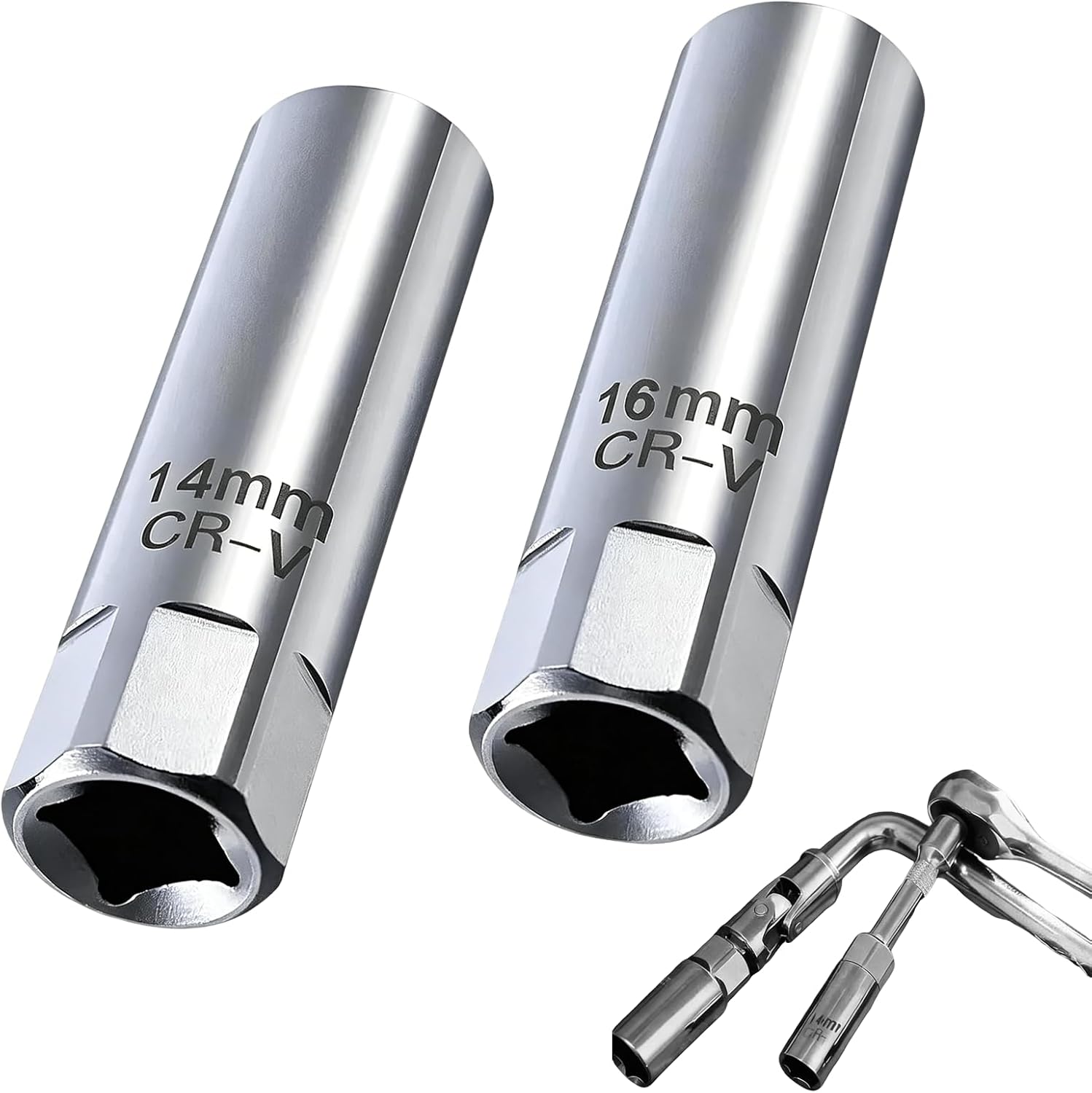2-teiliges Zündkerzenschlüssel-set, 16/14 Mm Magnetischer Zündkerzensteckschlüssel, Kfz-zündkerzenschlüssel, 12-punkt-3/8"-zündkerzen-ausbauwerkzeug Für Pkw