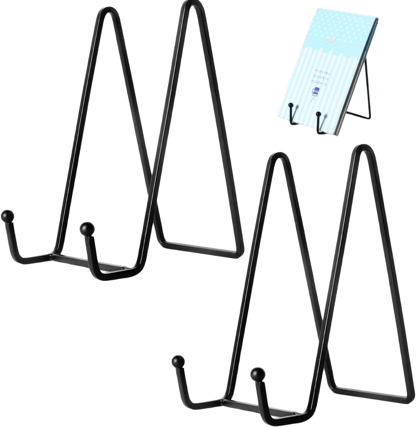 Set Aus 2 Metallrahmenstützen, Eisen-präsentationsständer, Flacher Staffeleiständer, Dekorativer Tellerhalter In Schwarz, Für Teller, Fotos, Bilderrahmen (15 Cm)
