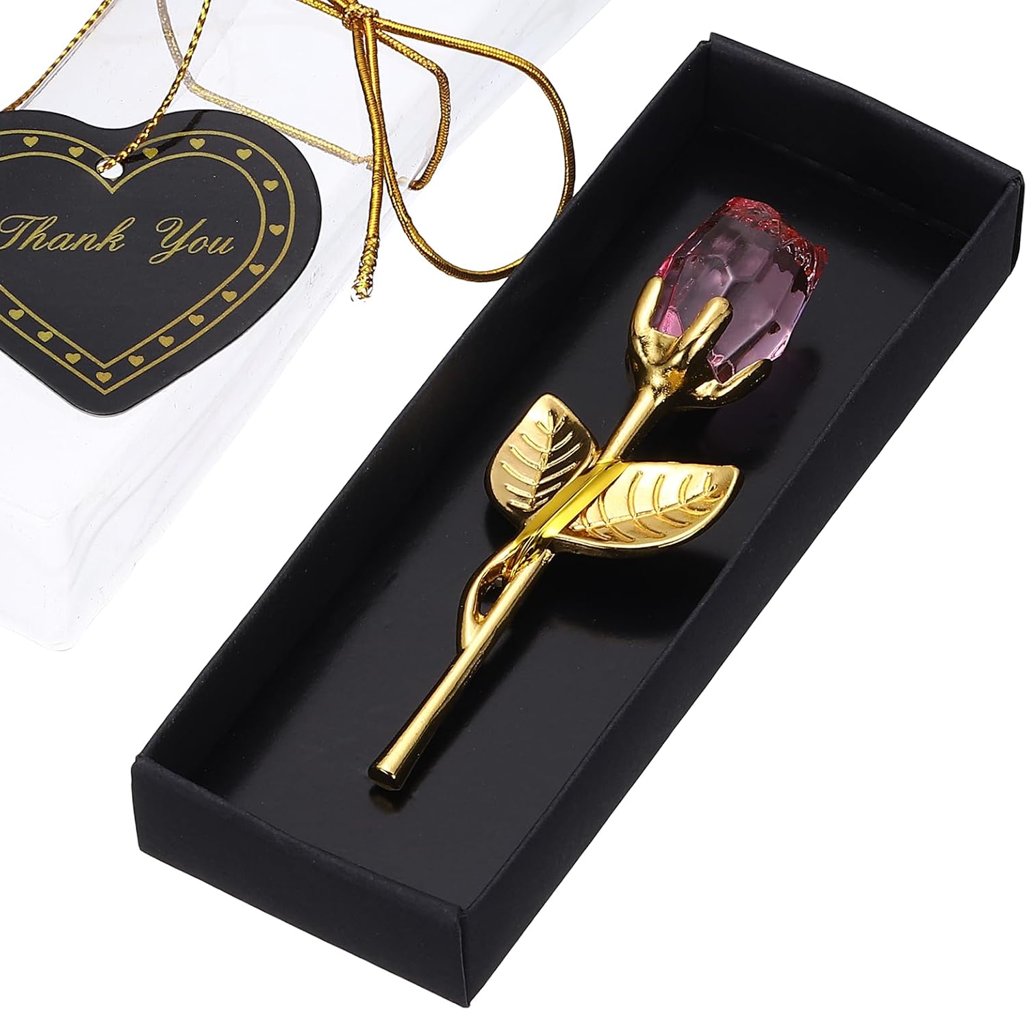 Mini-kristallrose Mit Schachtel, Romantische Kristallrosen, Rosengeschenk Für Geburtstage Und Valentinstag, Rosa & Gold