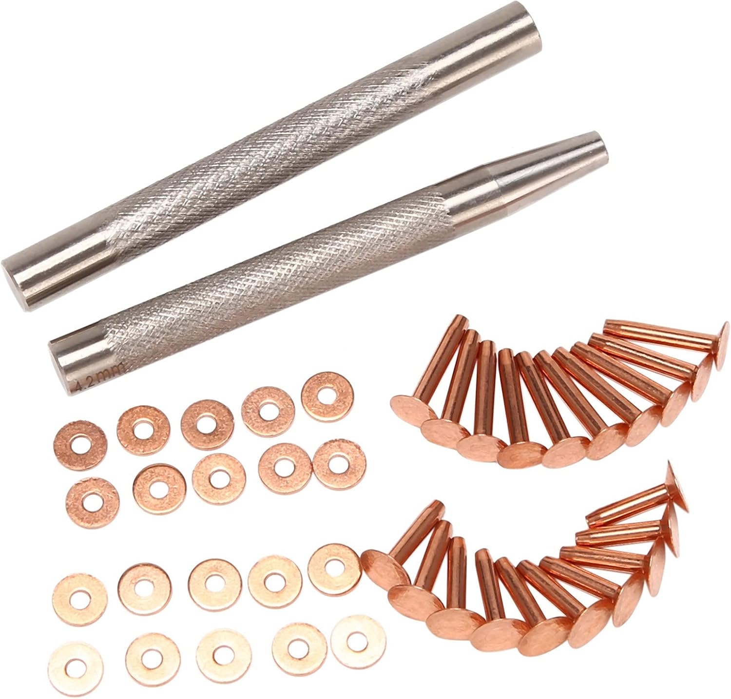 Set Mit 20 Kupfernieten Und -dornen (14 Mm Und 19 Mm) Mit 2 Stanznieten Für Gürtel, Taschen, Halsketten, Lederarbeiten