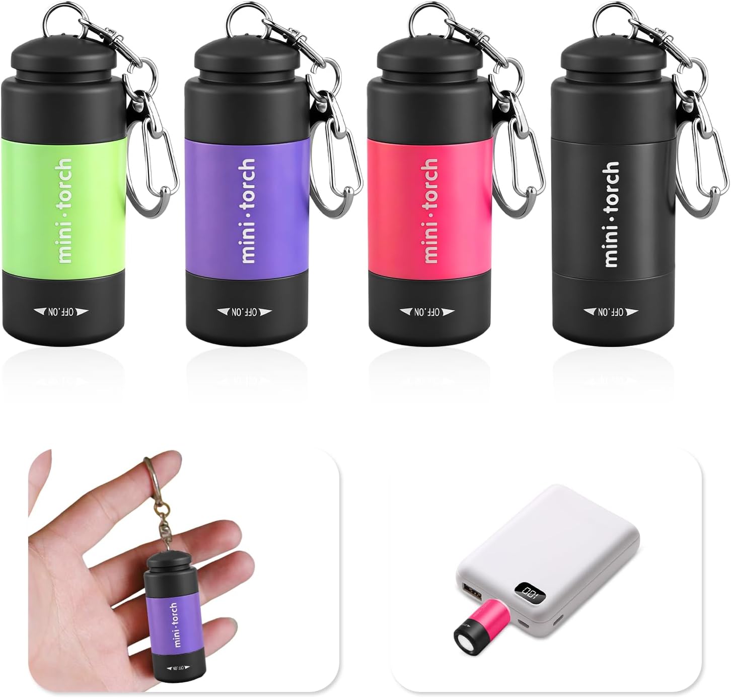 Mini-taschenlampe, 4er-pack Tragbare Led-taschenlampe, Kleine Aluminium-schlüsselanhänger-taschenlampe, Wasserdicht, Usb-aufladbar, Für Outdoor-aktivitäten, Camping, Wandern, Notfälle