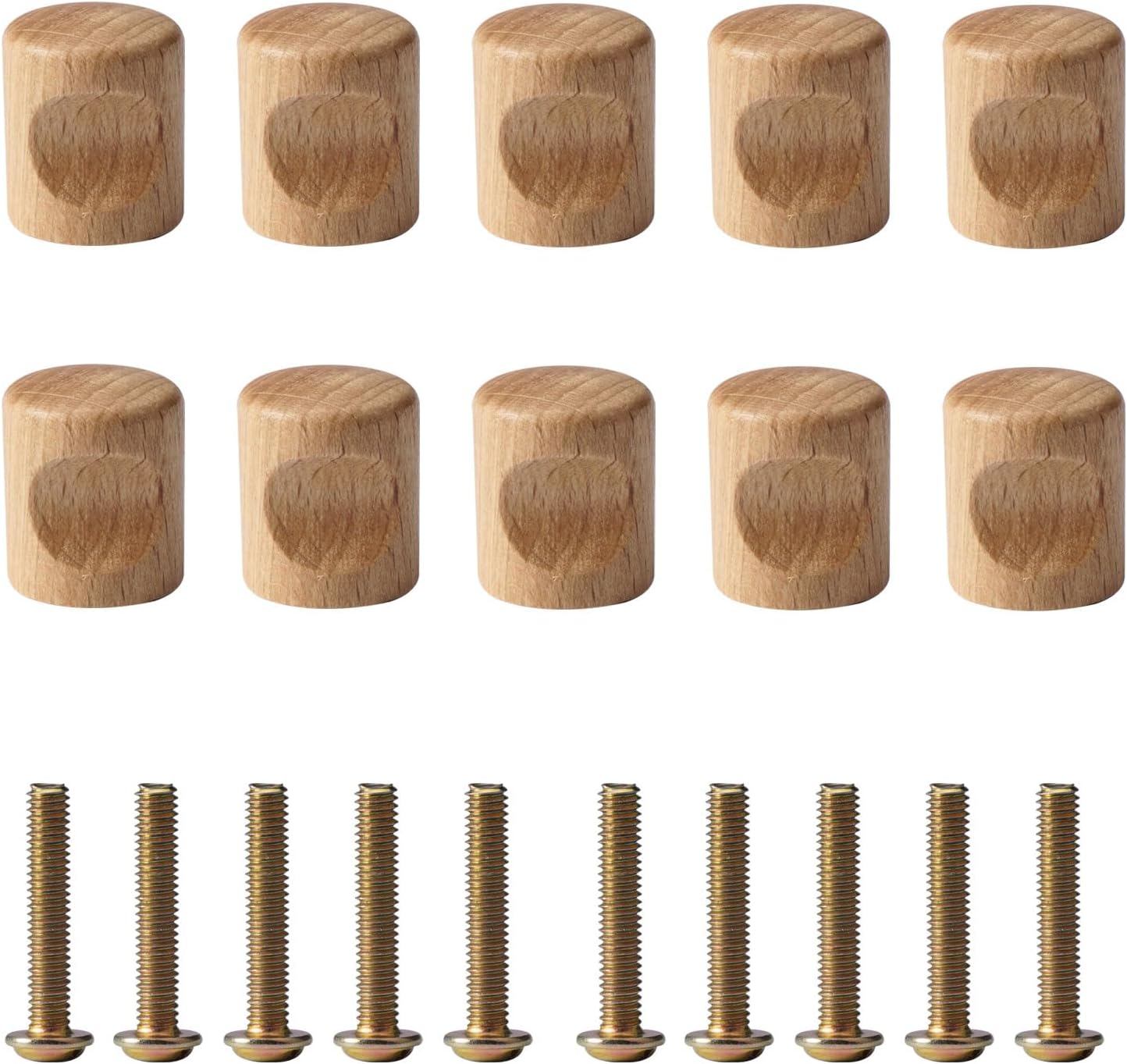 Set Mit 10 Runden Holzknöpfen, 20 X 24 Mm, Für Schränke Und Schubladen