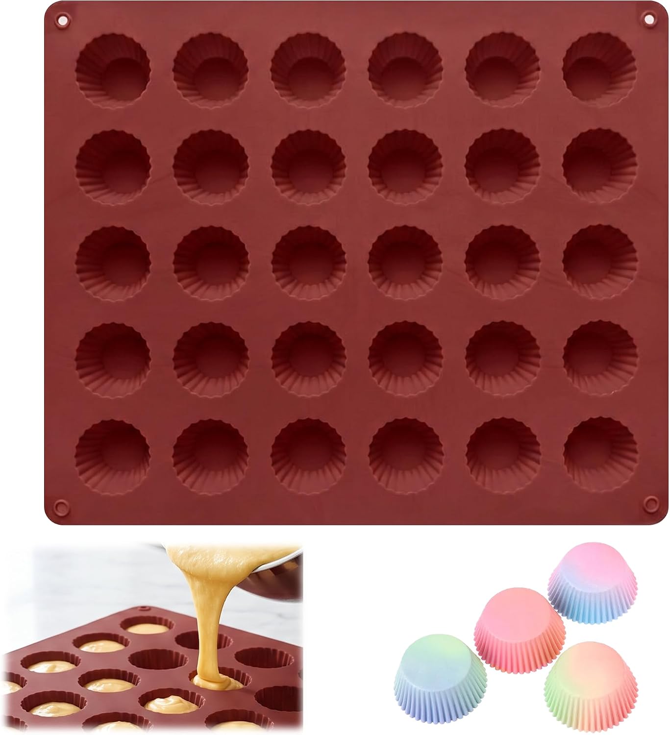 Silikon-schokoladenform Mit 30 Mulden, Mini-muffin-silikonform, Antihaftbeschichtung Für Einfaches Herauslösen, Hitzebeständig, Zur Herstellung Von Schokoladentrüffeln Und Cupcakes