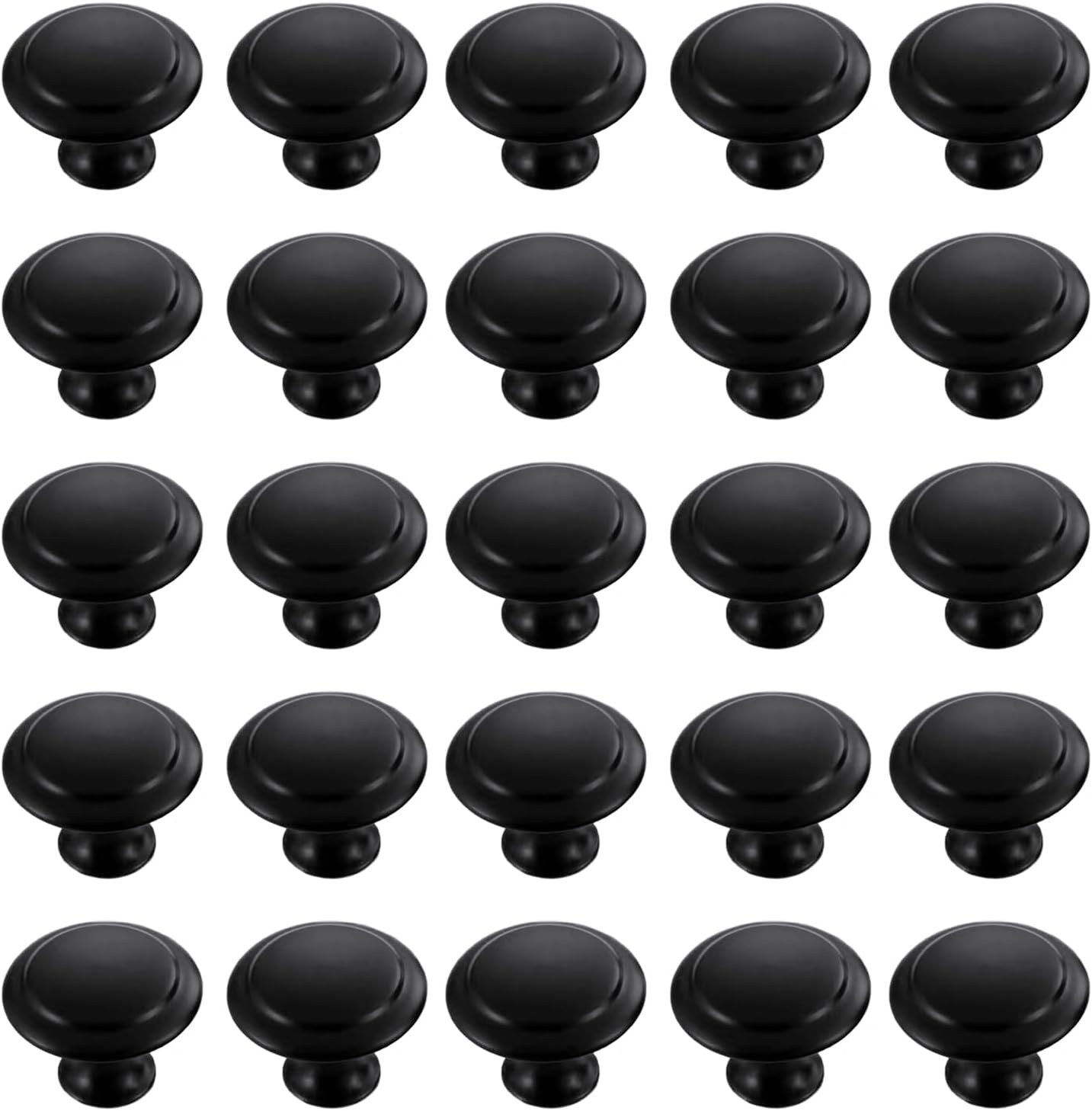 25 Runde Schrankknöpfe, Schwarze Edelstahl-türknöpfe, Pilzförmige Schranktürknöpfe, Schubladenknöpfe Mit Befestigungsschrauben (30 Mm)