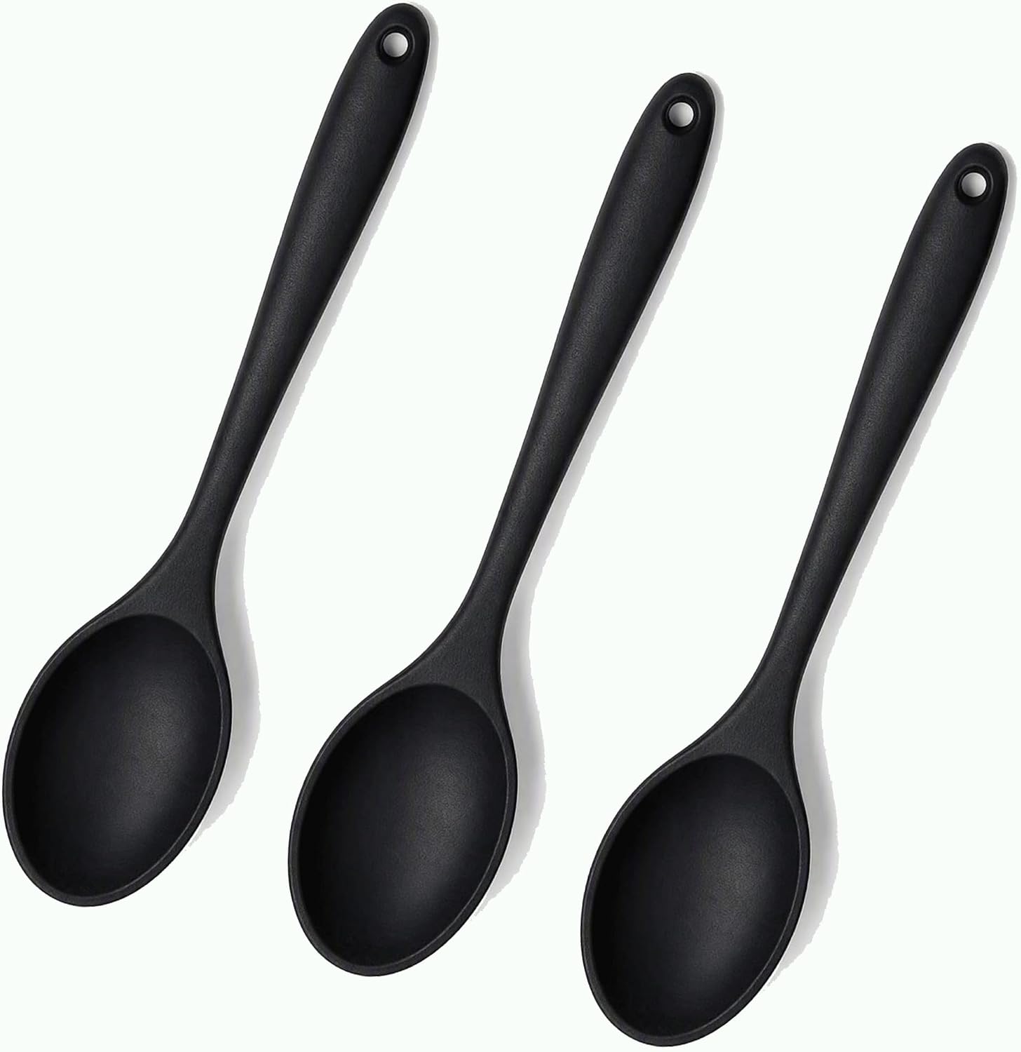 3-teiliges Küchenspatel-set Aus Schwarzem Silikon, 27,5 Cm Lang, Hitzebeständig Bis 220 °c, Silikon-küchenhelfer Für Antihaftbeschichtete Pfannen, Rühr- Und Servierlöffel