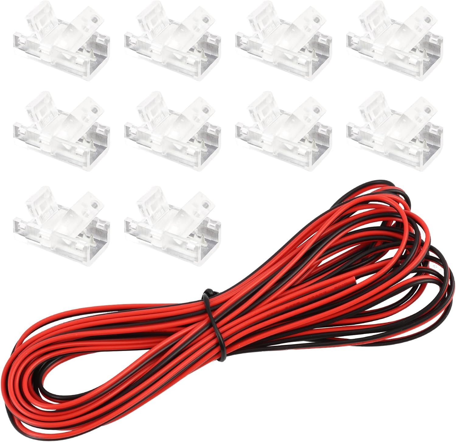 10 2-pin-8-mm-cob-led-streifenverbinder Mit 5 M Verlängerungskabel – Lötfrei, Wasserdicht, 22 Awg, Universell Kompatibel Für Heim- Und Fahrzeuggebrauch