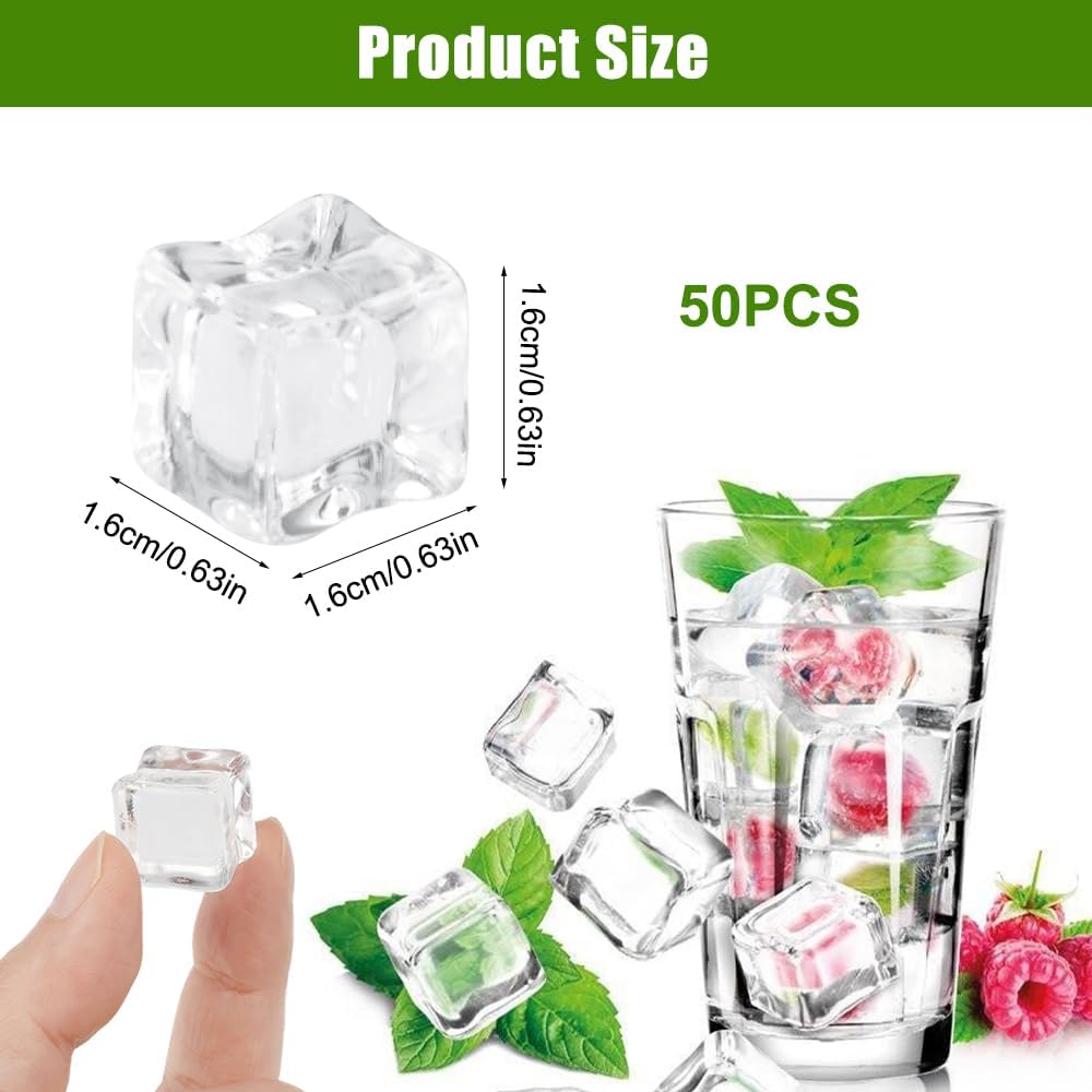 50 Stück Quadratische, Transparente Künstliche Acryl-eiswürfel
