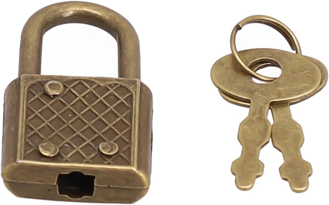 Antikes Vorhängeschloss Aus Bronze Mit Schlüsseln – Robustes Aluminiumschloss Für Gepäck, Laptop Und Gürtel – Retro-sicherheitsbeschlag 30 X 17 Mm (gold)
