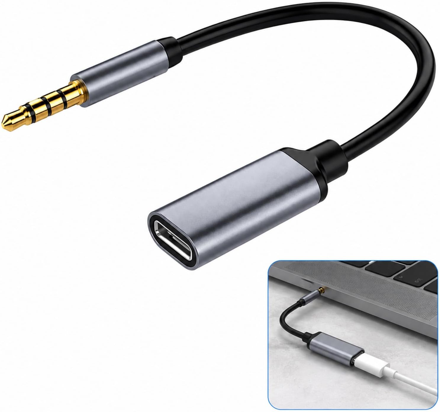 Mikrofaser-adapterkabel: 3,5-mm-klinkenstecker Auf Usb-c-buchse, Audio-klinkenstecker Auf Usb-c-konverter, Kompakter Adapter Für Kopfhörer, Ohrhörer Und Geräte Mit Usb-c-anschluss