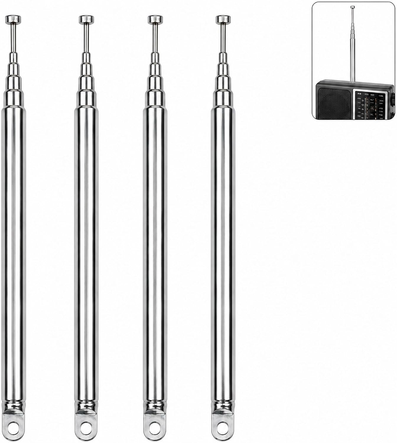 4-teilige Teleskop-fm/dab-antenne, 7-teilige, 74 Cm Lange, Einziehbare Ersatzantenne Für Tragbare Radios, Hifi-tuner, Audio-receiver, Stereoanlagen, Dvb-t-zimmerantennen Und Antennenradios