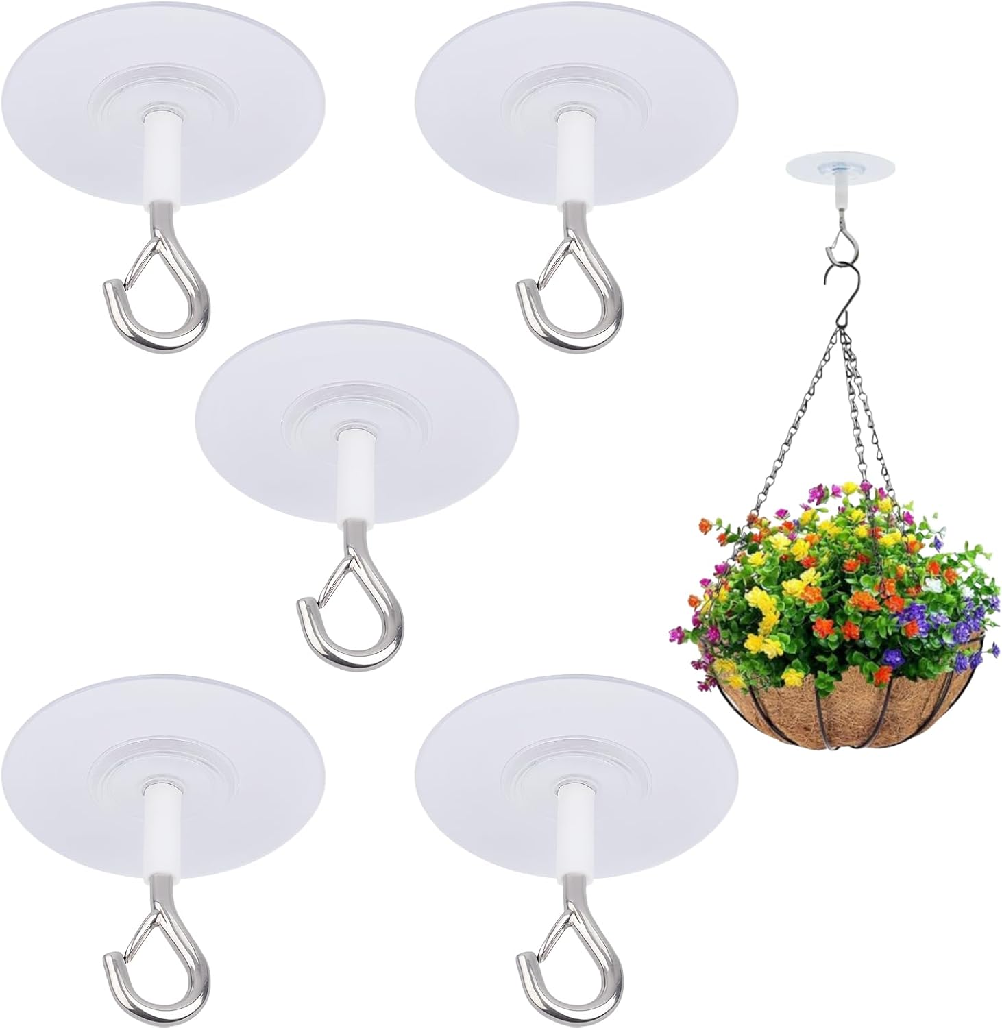 Set Mit 5 Robusten, Selbstklebenden Deckenhaken Für Einfache Montage – Langlebige Klebe-deckenhaken Zum Aufhängen Von Pflanzen, Vogelfutterhäuschen Und Laternen