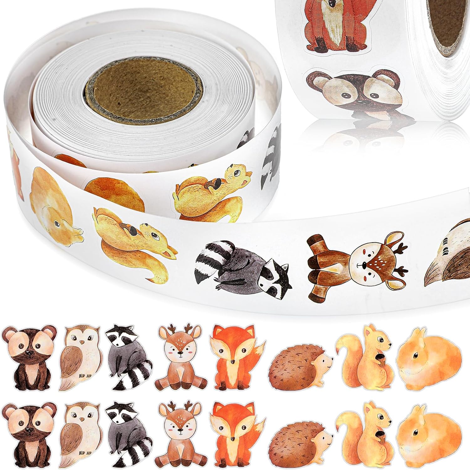 Packung Mit 500 Tieraufklebern Für Kinder, Cartoon-aufkleber, Belohnungsrolle Mit Tiermotiven, Runde Waldtieraufkleber, Selbstklebende Tieraufkleber Für Kinder