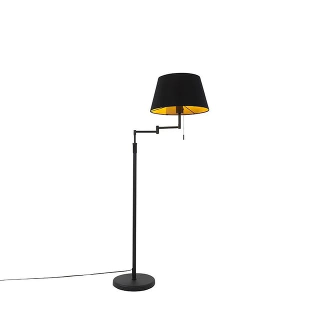 Stehlampe Schwarz Mit Schwarzem Schirm Und Verstellbarem Arm - Ladas