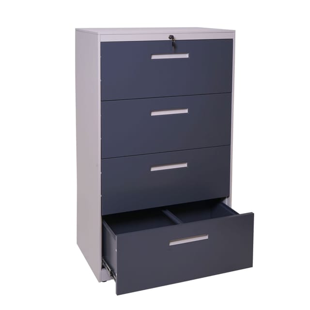 Hängeregisterschrank Hhg-042, Aktenschrank Büroschrank Stahlschrank, A4 Abschließbar 132x76x46cm Grau-dunkelgrau