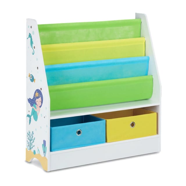 Relaxdays - Kinderregal Meermotiv, 2 Boxen, 3 Fächer, Spielzeug Aufbewahrung, Kinder Bücherregal Hbt 74 X 71 X 23 Cm, Bunt