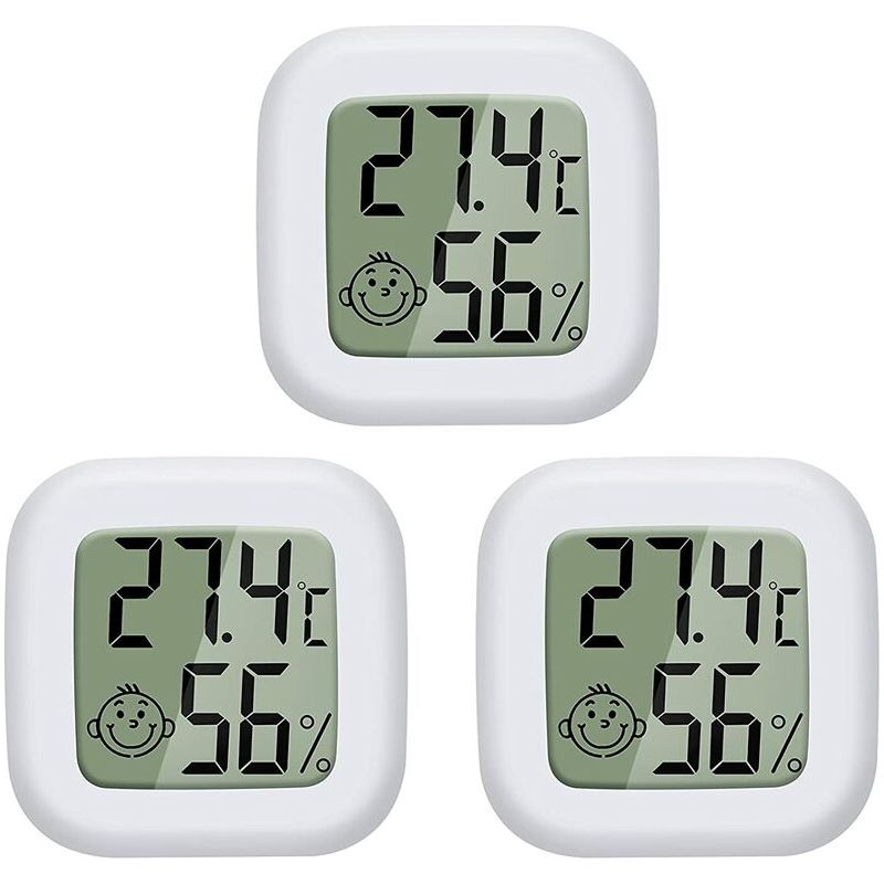 Easycomfort Mini Lcd Digital Indoor Thermometer Hygrometer Temperature And Humidity High Accuracy Portable 50℃70℃ 10%99%rh (white) 3 Pcs