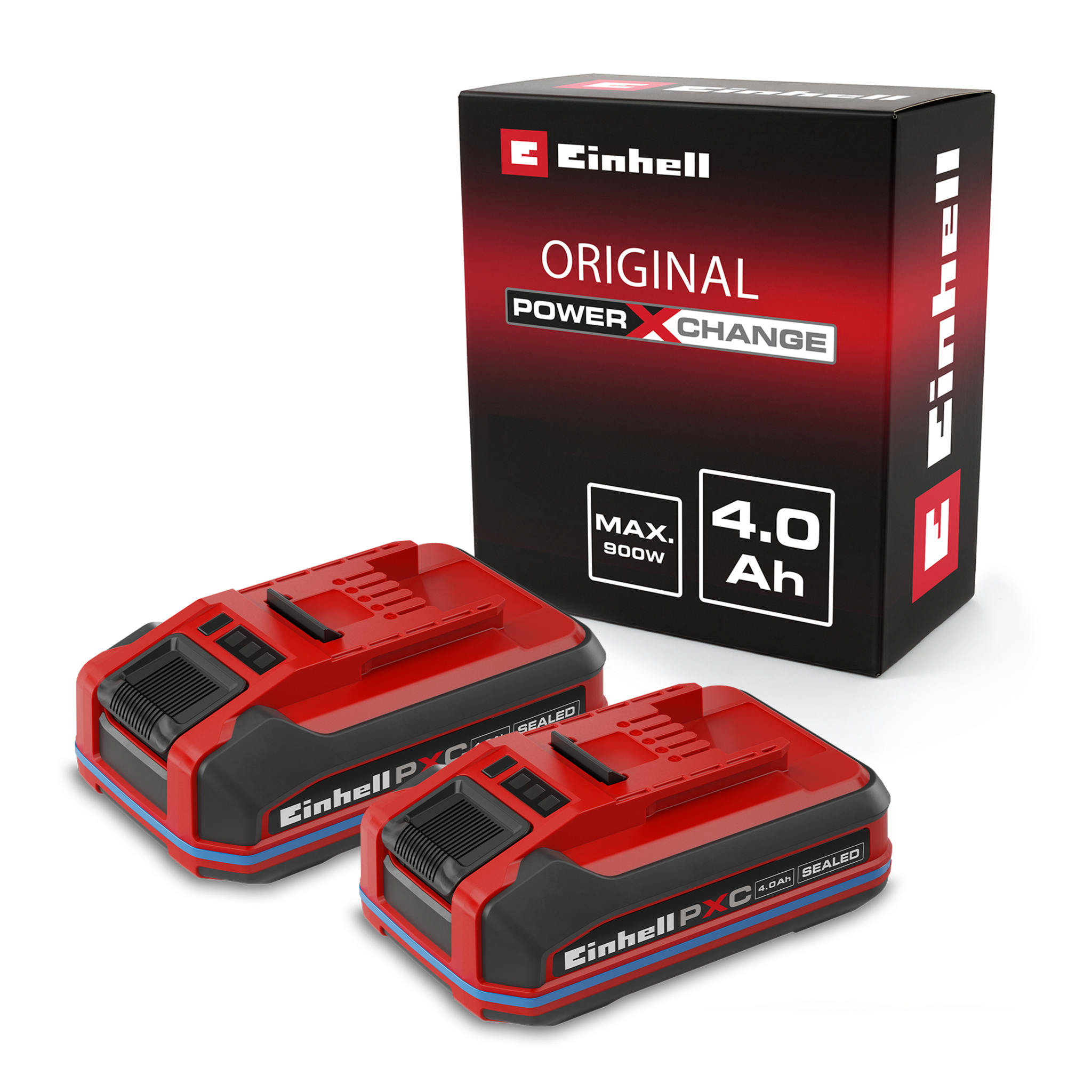 Einhell Original Akku Pxc+ 18 V 4,0 Ah Sealed Twinpack 2 Akkus Im Set 900 W Pxc Wasser- & Staubgeschützt Ip57 Li-ion Plus-technologie Abs Led-anzeige