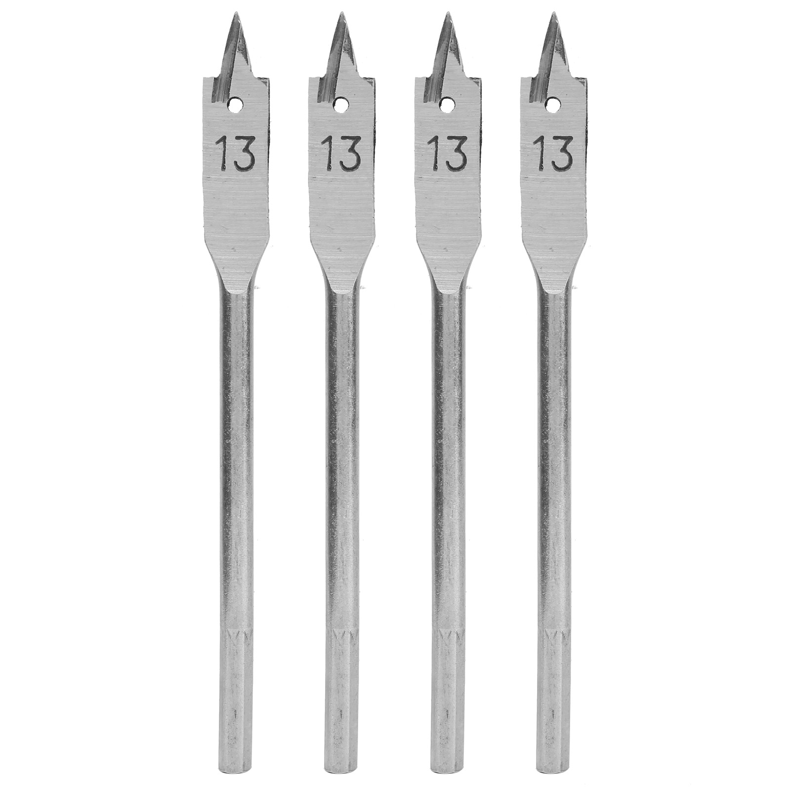 Set Mit 4 Flachbohrern Aus Kohlenstoffstahl, Handwerkzeuge Für Die Holzbearbeitung, Durchmesser 13 Mm.