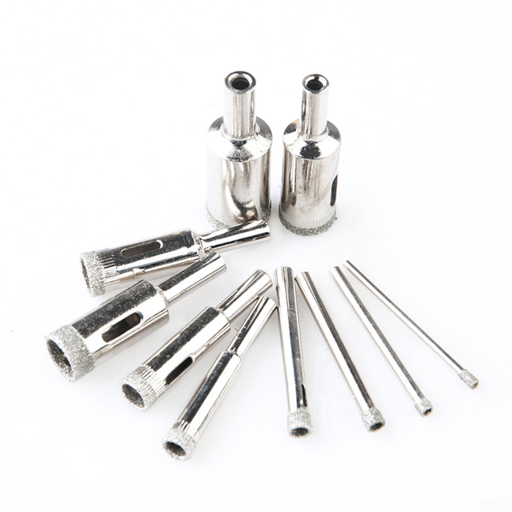 Set Mit 10 Diamantbohrern (3-18 Mm) Für Kohlenstoffstahl, Glas, Keramik, Porzellan, Fliesen, Ziegel Und Marmor.