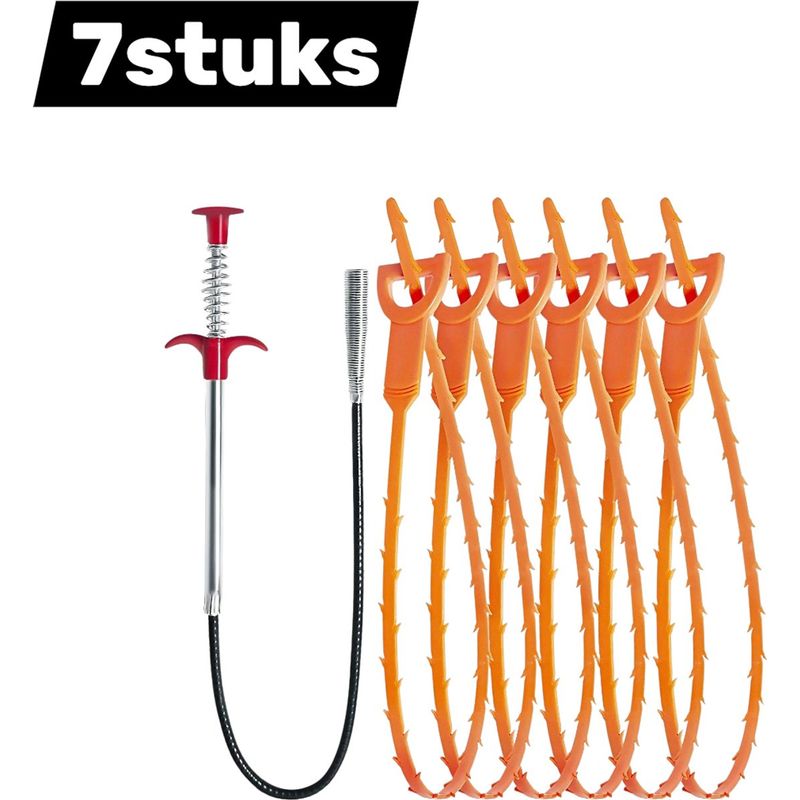 Abflussreinigungswerkzeug Mit Edelstahlkralle Und Kunststoffpömpel Für Küchenspüle, Badezimmer, Badewanne Und Toilette (orange)