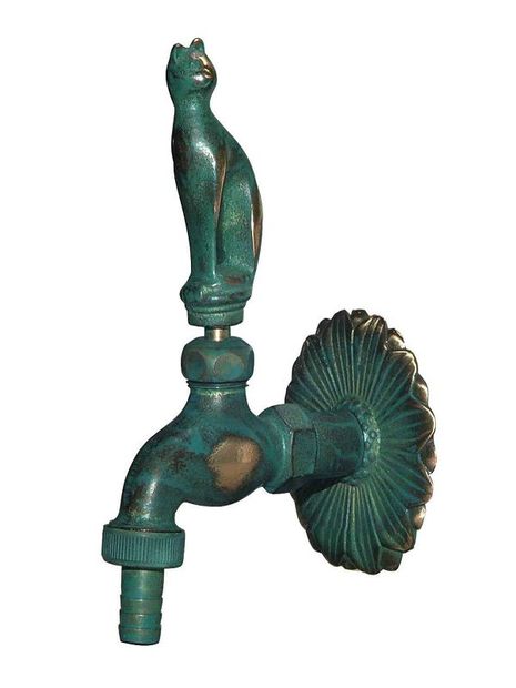 Schlösser Armaturen Nostalgie-auslaufventil, Mit Sv Motiv:katze, Dn15, 1/2", Ms-patin.