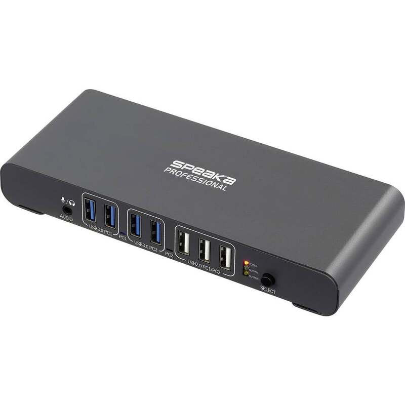 [neuwertig] B-ware Speaka Professional Kvm Umschalter Switch Rechner Pc Grau Hdmi Usb-a Usb-c 2port