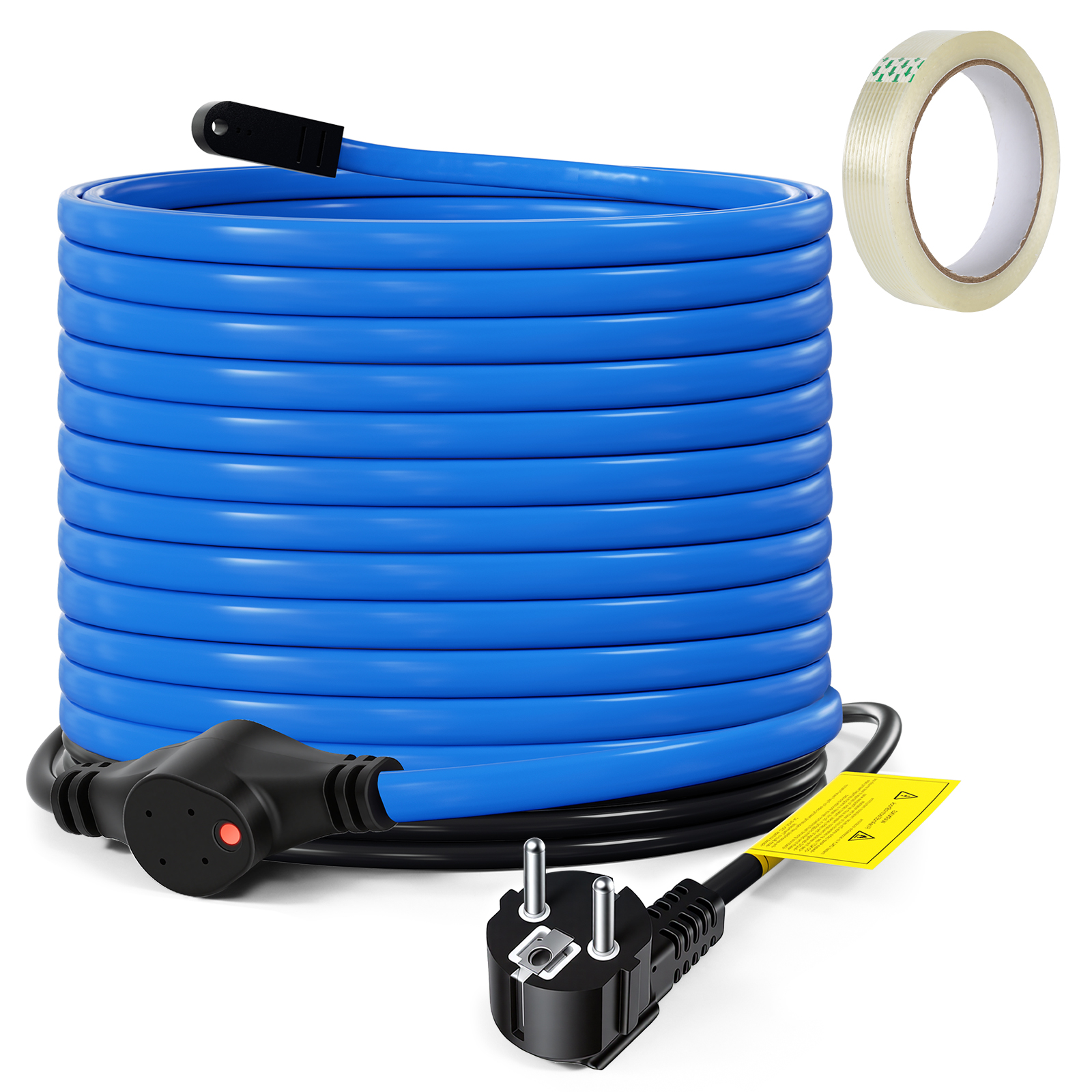 Tolletour 12m 300w Frostschutz Heizkabel Mit Thermostat & Kontrollleuchte Rohrheizkabel Heizleitung Für Wasserleitung Wasserdicht Rohrleitungen Inkl. 10m Klebeband Ip68
