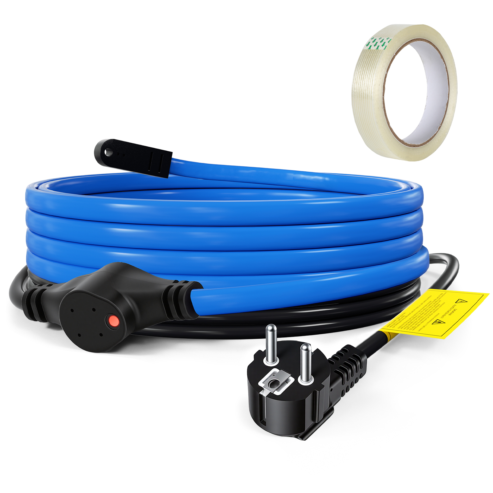 Tolletour 4m 100w Frostschutz Heizkabel Mit Thermostat & Kontrollleuchte Rohrheizkabel Heizleitung Für Wasserleitung Wasserdicht Rohrleitungen Inkl. 10m Klebeband Ip68