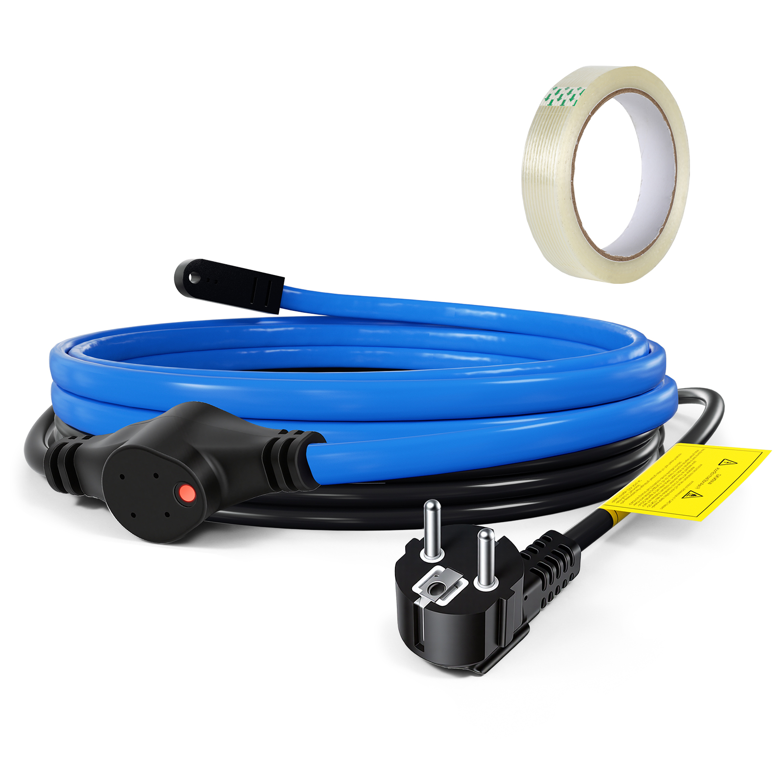 Tolletour 2m 50w Frostschutz Heizkabel Mit Thermostat & Kontrollleuchte Rohrheizkabel Heizleitung Für Wasserleitung Wasserdicht Rohrleitungen Inkl. 10m Klebeband Ip68