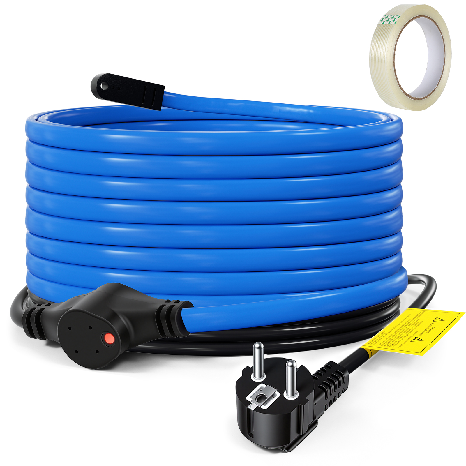 Tolletour 8m 200w Frostschutz Heizkabel Mit Thermostat & Kontrollleuchte Rohrheizkabel Heizleitung Für Wasserleitung Wasserdicht Rohrleitungen Inkl. 10m Klebeband Ip68