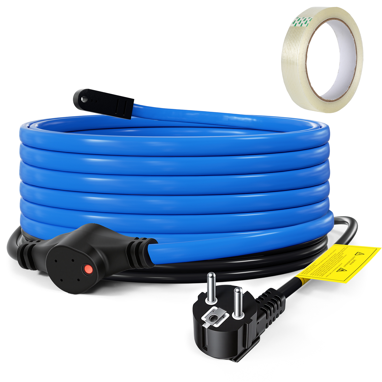 Tolletour 6m 150w Frostschutz Heizkabel Mit Thermostat & Kontrollleuchte Rohrheizkabel Heizleitung Für Wasserleitung Wasserdicht Rohrleitungen Inkl. 10m Klebeband Ip68