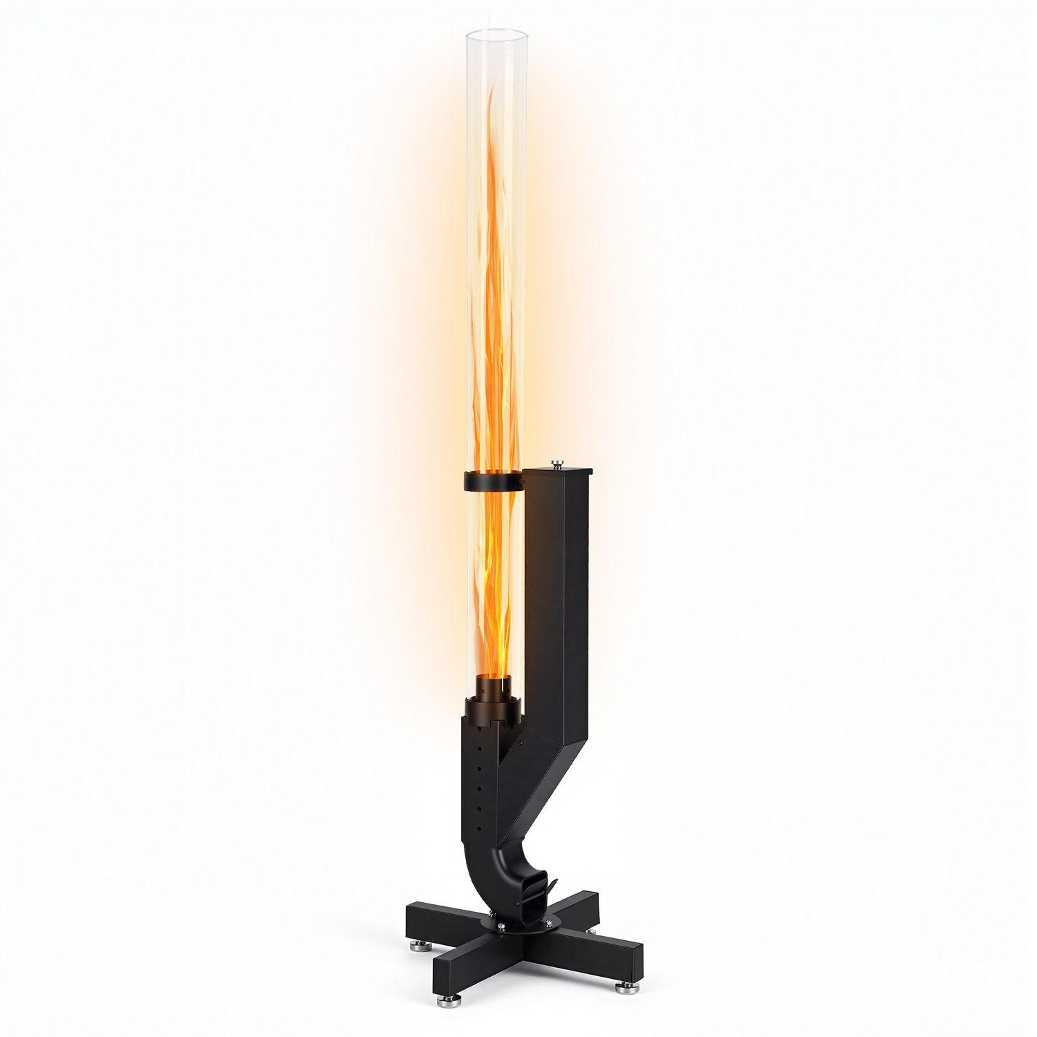 Tolletour Pellet Feuersäule 138 Cm Feuerrohr Mit Borosilikatglas Ø 8 Cm, Pelletfackel Für Garten & Terrasse, Schwarz